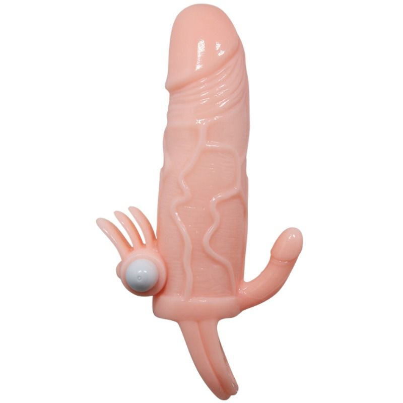 BRAVE MAN PENIS COVER WITH CLIT AND ANAL STIMULATION FLESH 16.5 CM