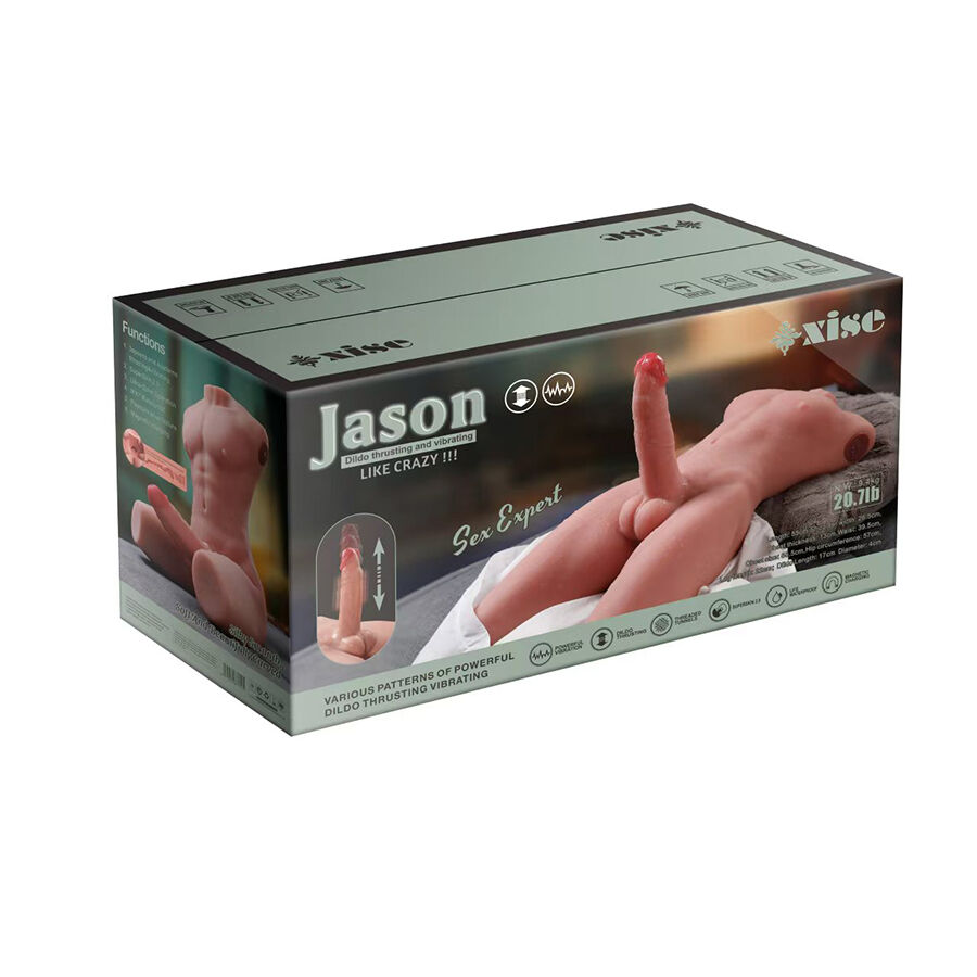 XISE - JASON HALF BODY REALISTIC MALE TORSO WITH THRUSTING AND VIBRATION 55 CM XISE - JASON HALF BODY REALISTIC MALE TORSO WITH THRUSTING AND VIBRATION 55 CM