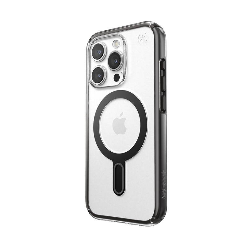 Speck Presidio Perfect-Clear ClickLock MagSafe Apple iPhone 15 Pro (Clear/Frosted Black/Slate Grey)