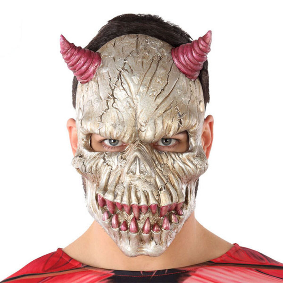 Mask Halloween Male Demon White (21 x 34 cm)