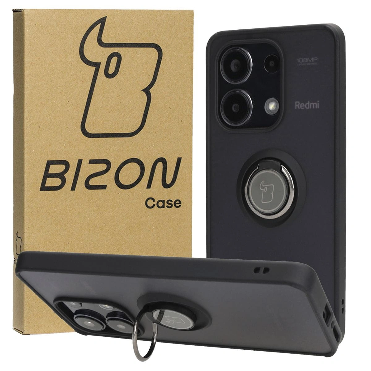 Bizon Case Hybrid Ring Xiaomi Redmi Note 13 4G smoky with a black frame