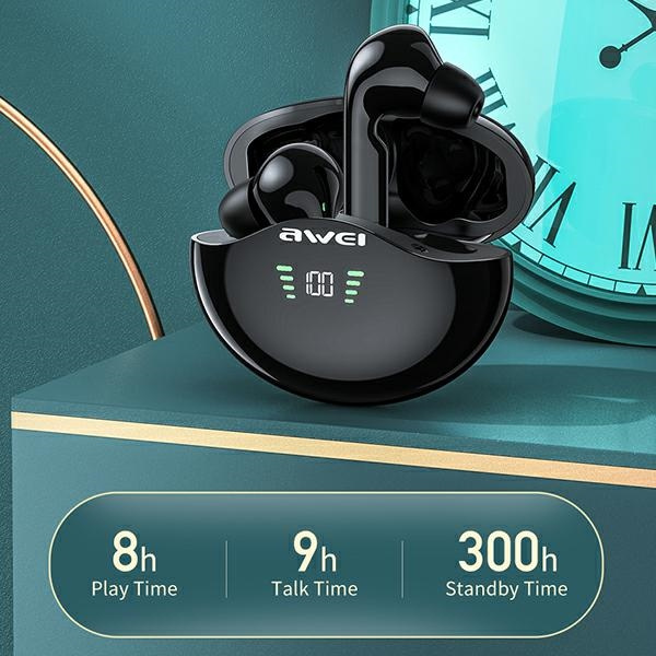 AWEI słuchawki Bluetooth 5.1 T12P TWS + stacja dokująca black