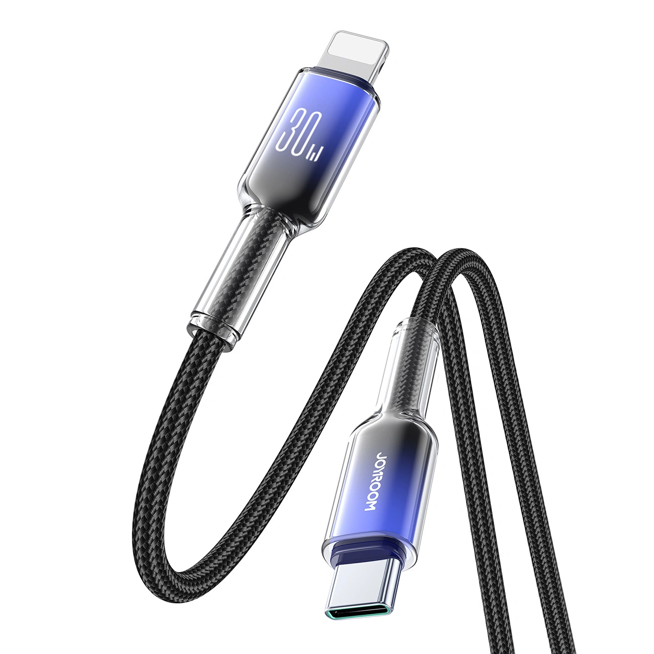 Joyroom S-A42 Crystal-Clear Series 30W USB-C / Lightning cable 1.2m black