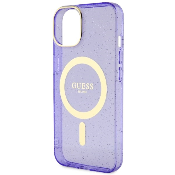 Guess GUHMP14MHCMCGU Apple iPhone 14 Plus purple hardcase Glitter Gold MagSafe
