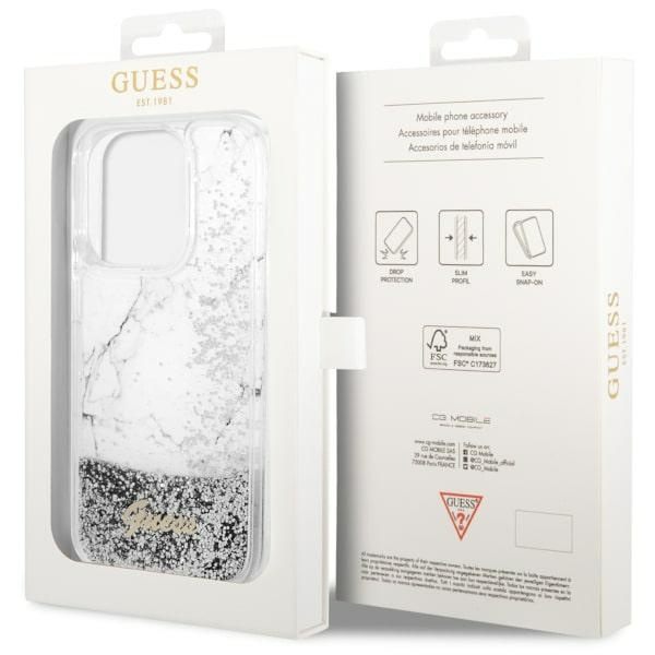 Guess GUHCP14XLCSGSGH Apple iPhone 14 Pro Max white hardcase Liquid Glitter Marble