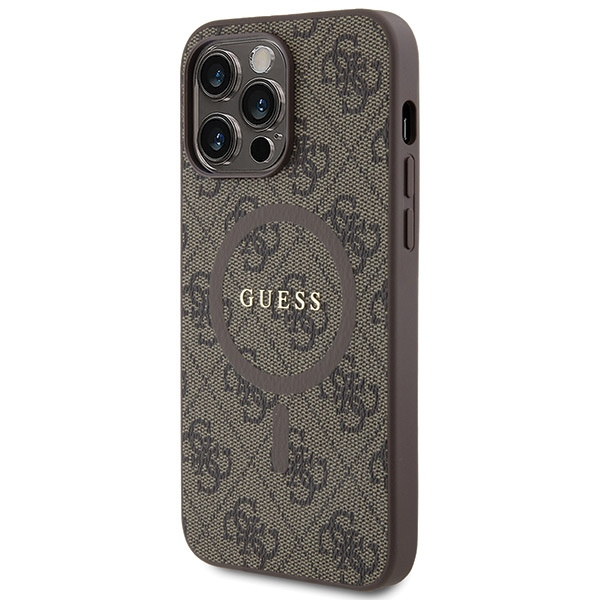 Guess GUHMP13LG4GFRW Apple iPhone 13 / 13 Pro hardcase 4G Collection Leather Metal Logo MagSafe brown