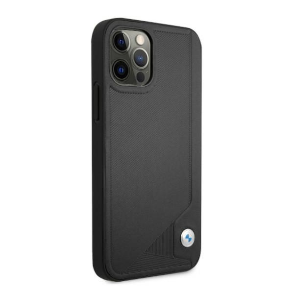 BMW BMHCP12LRCDPK Apple iPhone 12 Pro Max black hardcase Leather Deboss