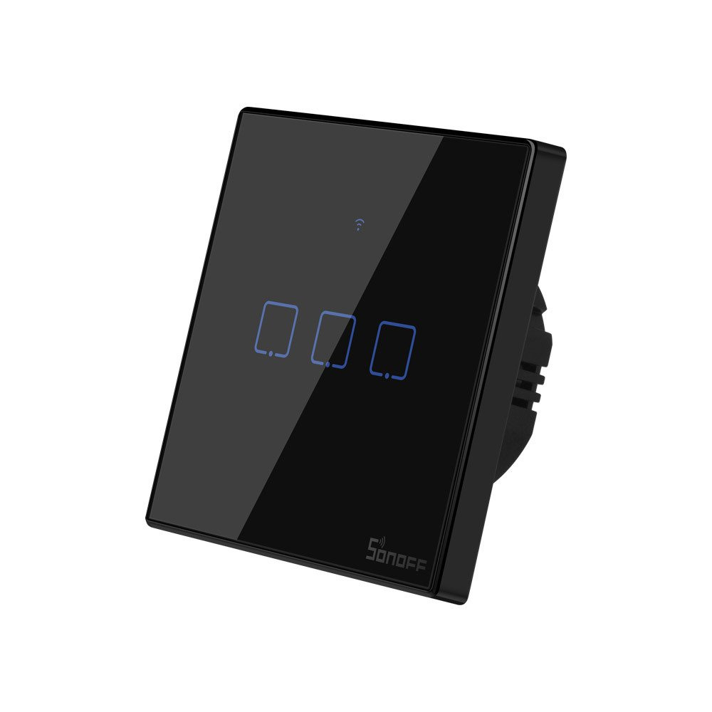 Touch light switch WiFi + RF 433 Sonoff T3 EU TX (3-channel) black