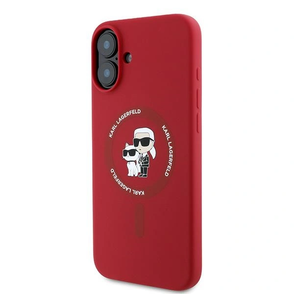 Case Karl Lagerfeld KLHMP16MSCMKCRHR Apple iPhone 16 Plus hardcase Silicone Karl&Choupette Heads Ring MagSafe red