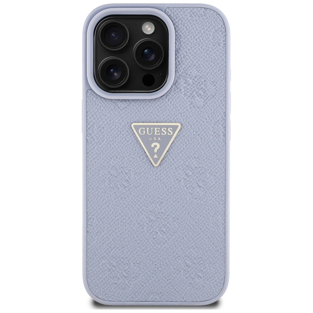 Guess Hot Stamp 4G Pattern Triangle Metal Logo Apple iPhone 16 Pro Max purple