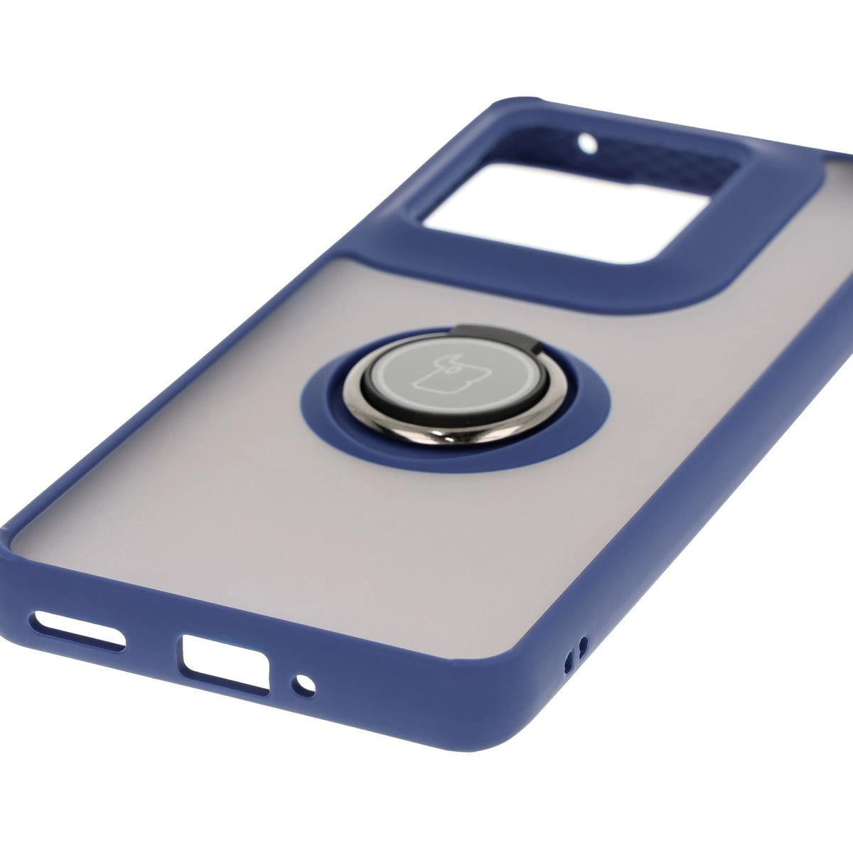 Bizon Case Hybrid Ring Motorola Edge 50 Ultra smoky with a navy blue frame