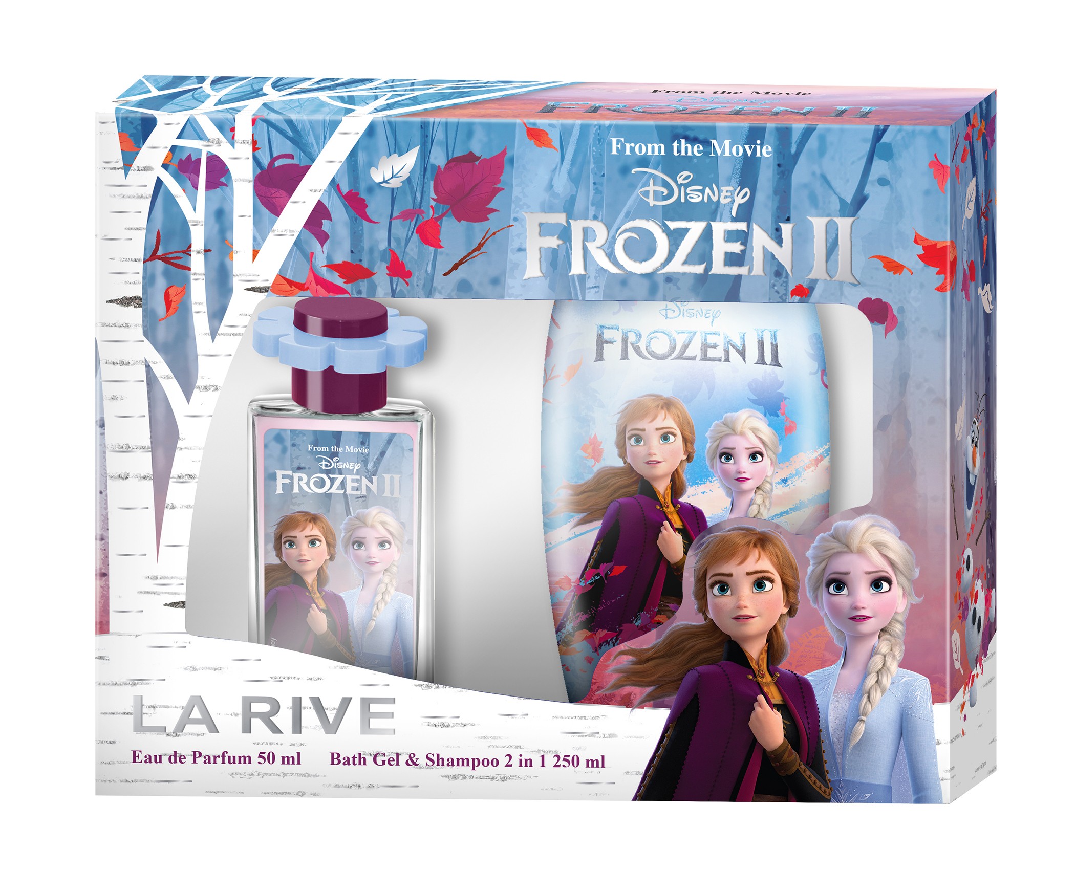 LA RIVE Zestaw prezentowy Disney Frozen II (Woda perfumowana 50 ml spray + Żel pod prysznic i szampon 2w1 250 ml)