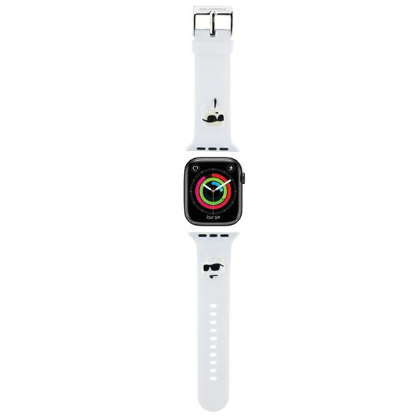 Karl Lagerfeld KLAWLSLKCNH Apple Watch 4/5/6/7/SE/8/9/Ultra 44/45/49mm strap 3D Rubber Karl&Choupette Heads white