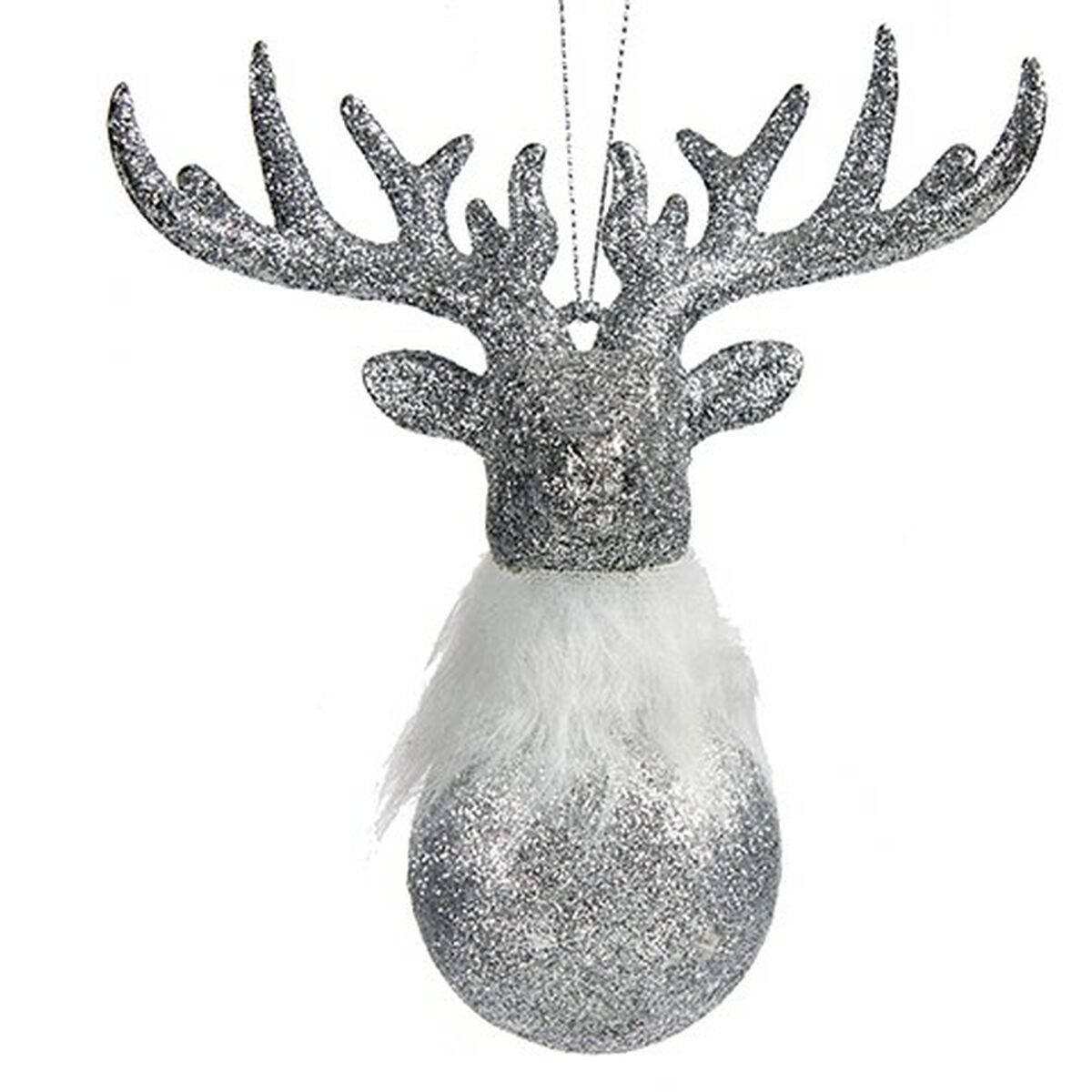 Christmas bauble Reindeer Silver Plastic Glitter 13,5 x 15,5 x 7 cm (24 Units)