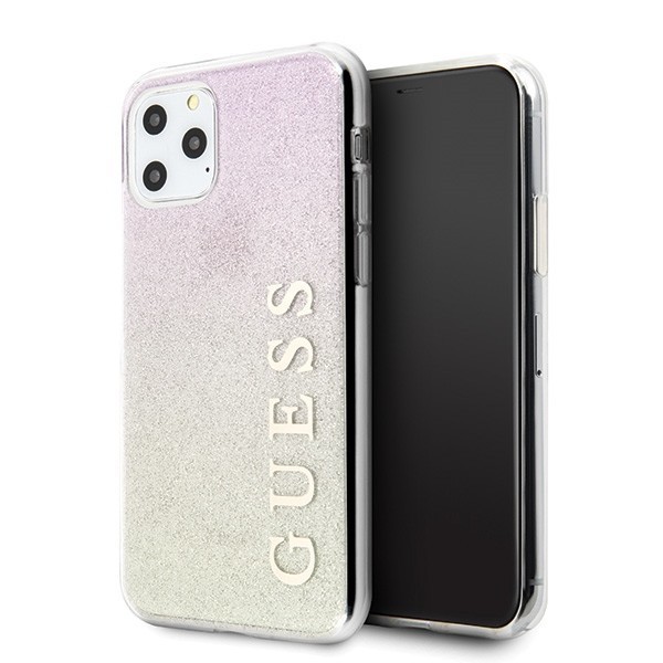 Guess GUHCN65PCUGLGPI iPhone 11 Pro Max gold pink hard case Gradient Glitter