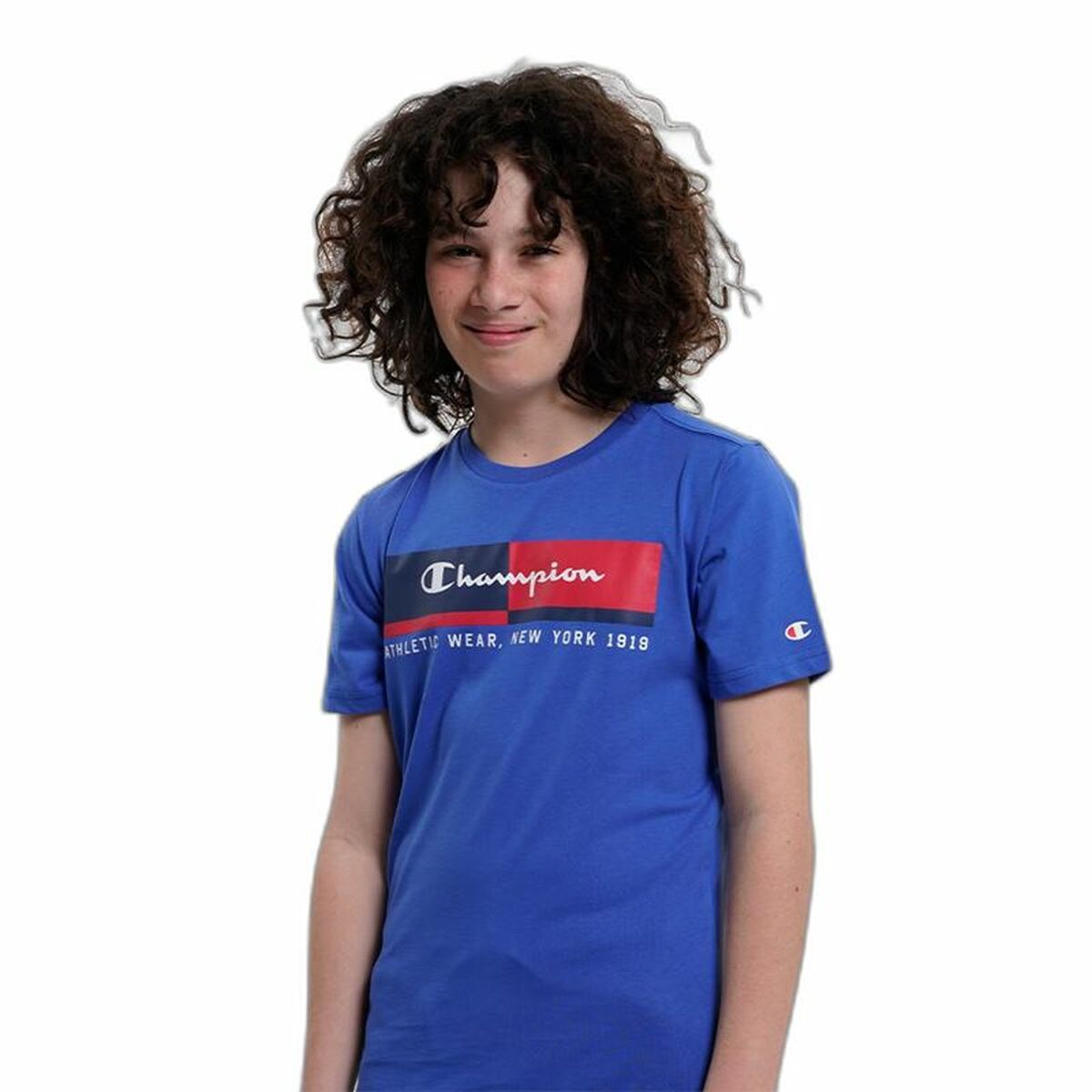 Children’s Short Sleeve T-Shirt Champion Crewneck Blue Children’s Short Sleeve T-Shirt Champion Crewneck Blue