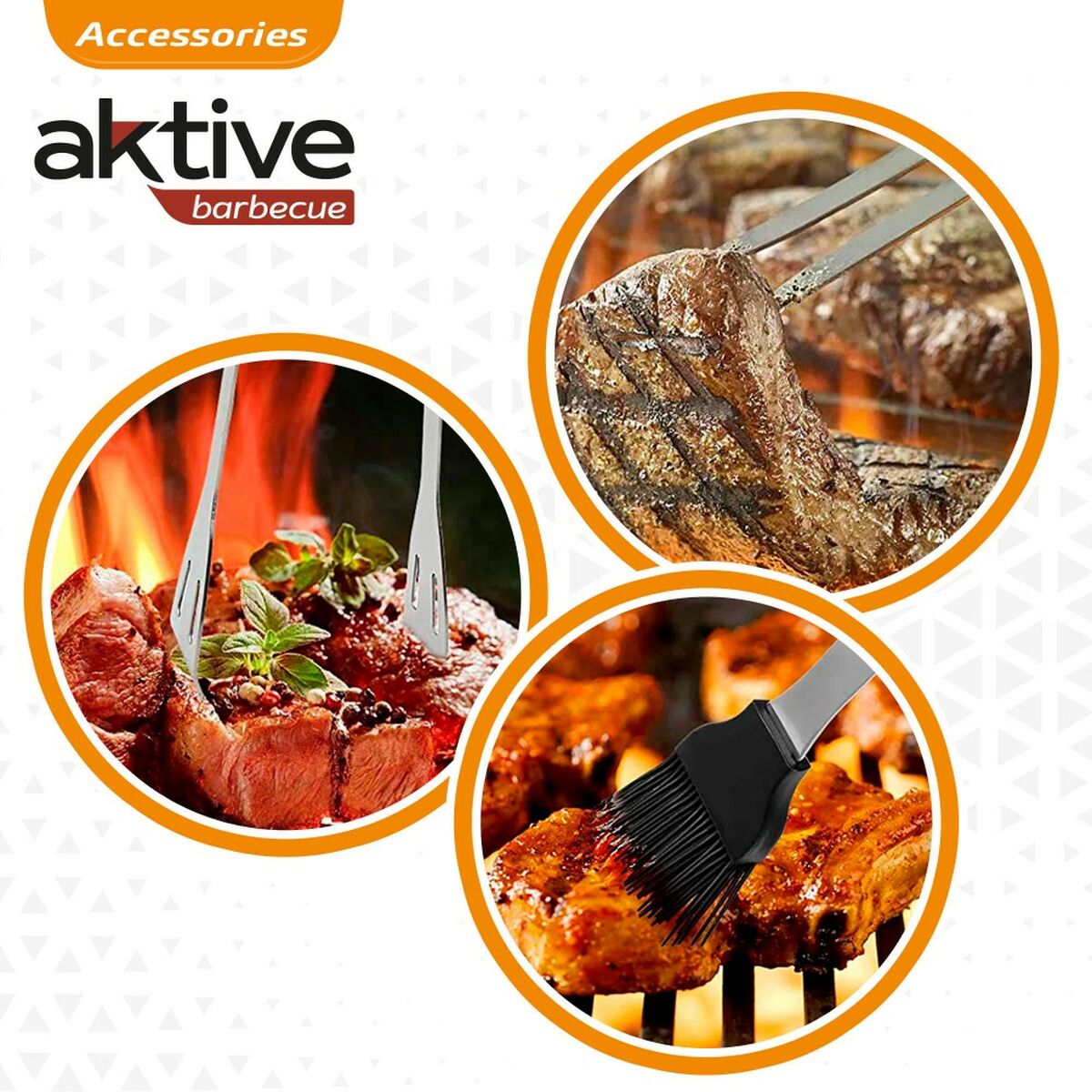 Barbecue utensils Aktive 7,5 x 35 x 1,9 cm Stainless steel Silicone 12 Units (5 Pieces)