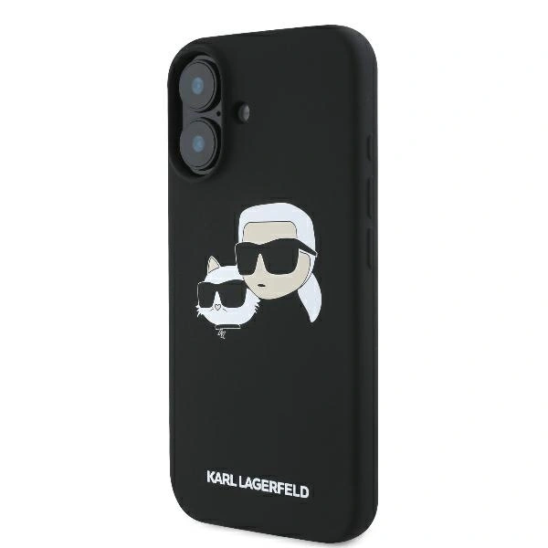 Etui Karl Lagerfeld do Apple iPhone 16 hardcase Silicone Double Heads Print MagSafe czarny