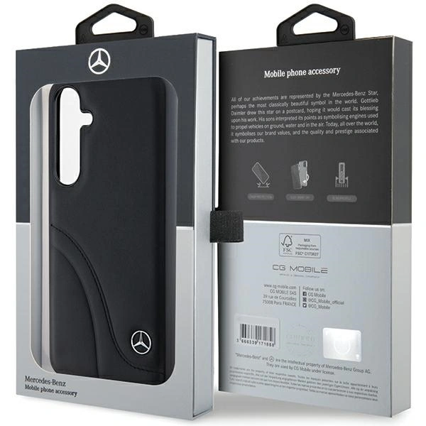 Mercedes MEHCS24S23RBCSK Samsung Galaxy S24 hardcase Leather Curved Stitches black