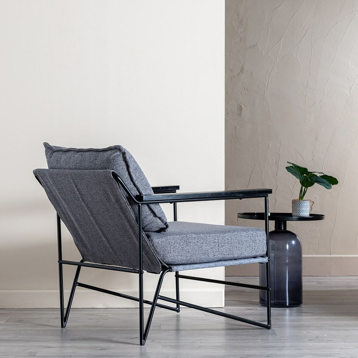 Armchair 69 x 79 x 82 cm Synthetic Fabric Grey Metal