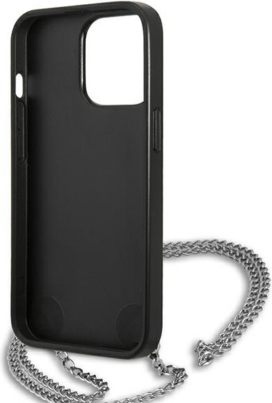 Karl Lagerfeld KLHCP13XPMK Apple iPhone 13 Pro Max hardcase black Leather Textured and Chain