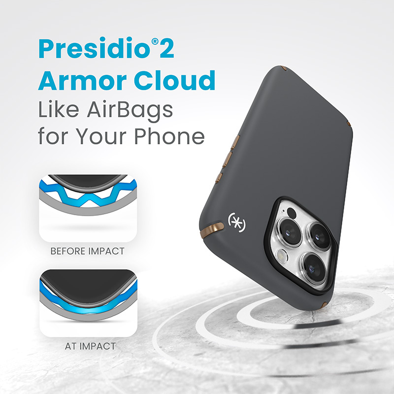Speck Presidio2 Pro MagSafe Apple iPhone 15 Pro (Charcoal Grey/Cool Bronze/White)