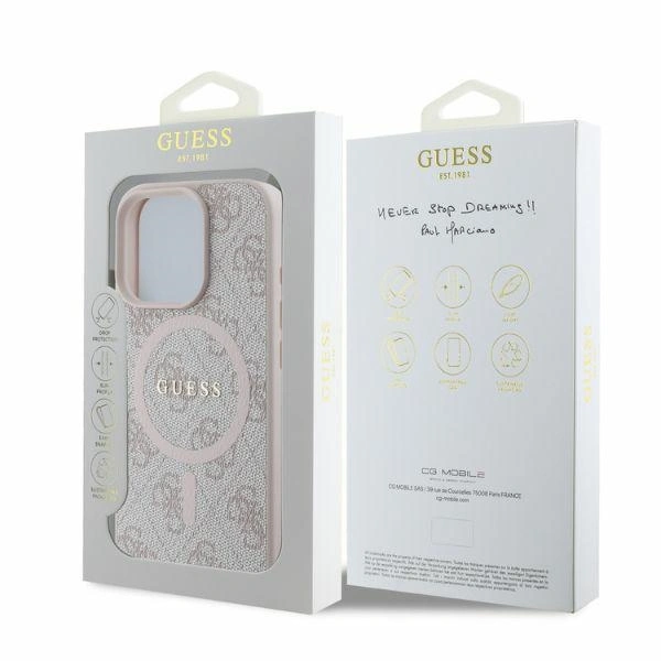 Case Guess GUHMP16LG4GFRP Apple iPhone 16 Pro hardcase 4G Ring Classic Logo MagSafe pink