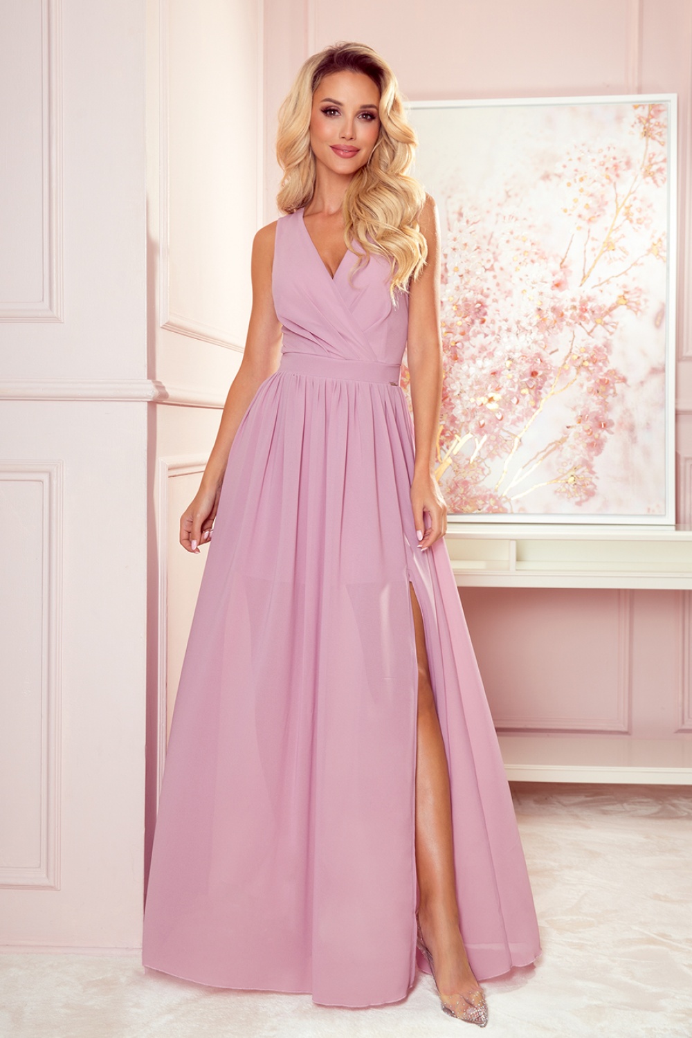 Langes Kleid model 165641 Numoco rosa Damen