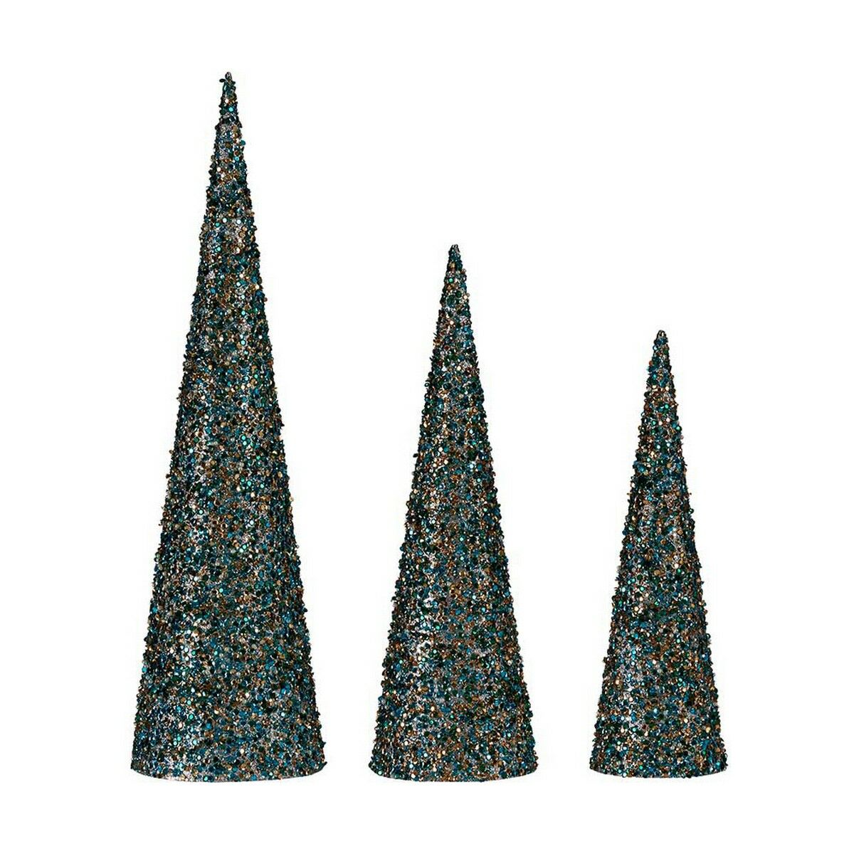Decoration Christmas Cones Sequins Blue Golden Plastic