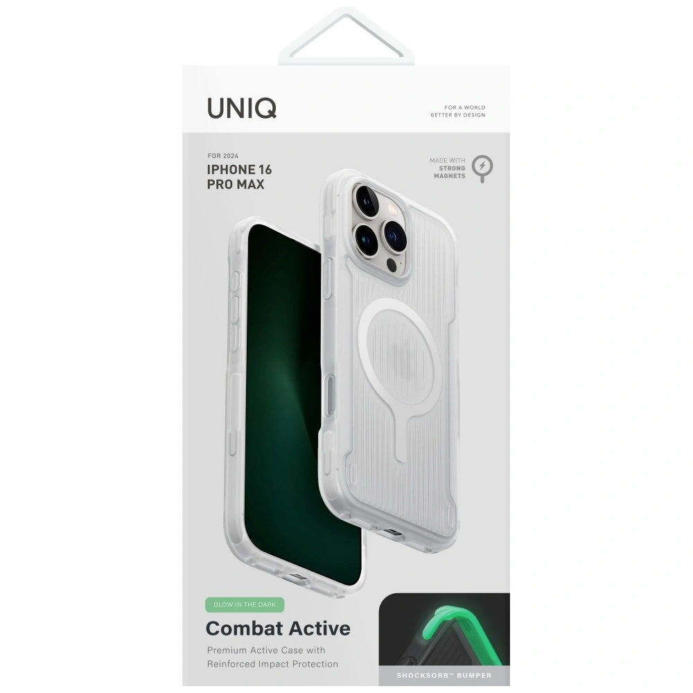 UNIQ Combat Active Apple iPhone 16 Pro Max Magclick Charging lume white