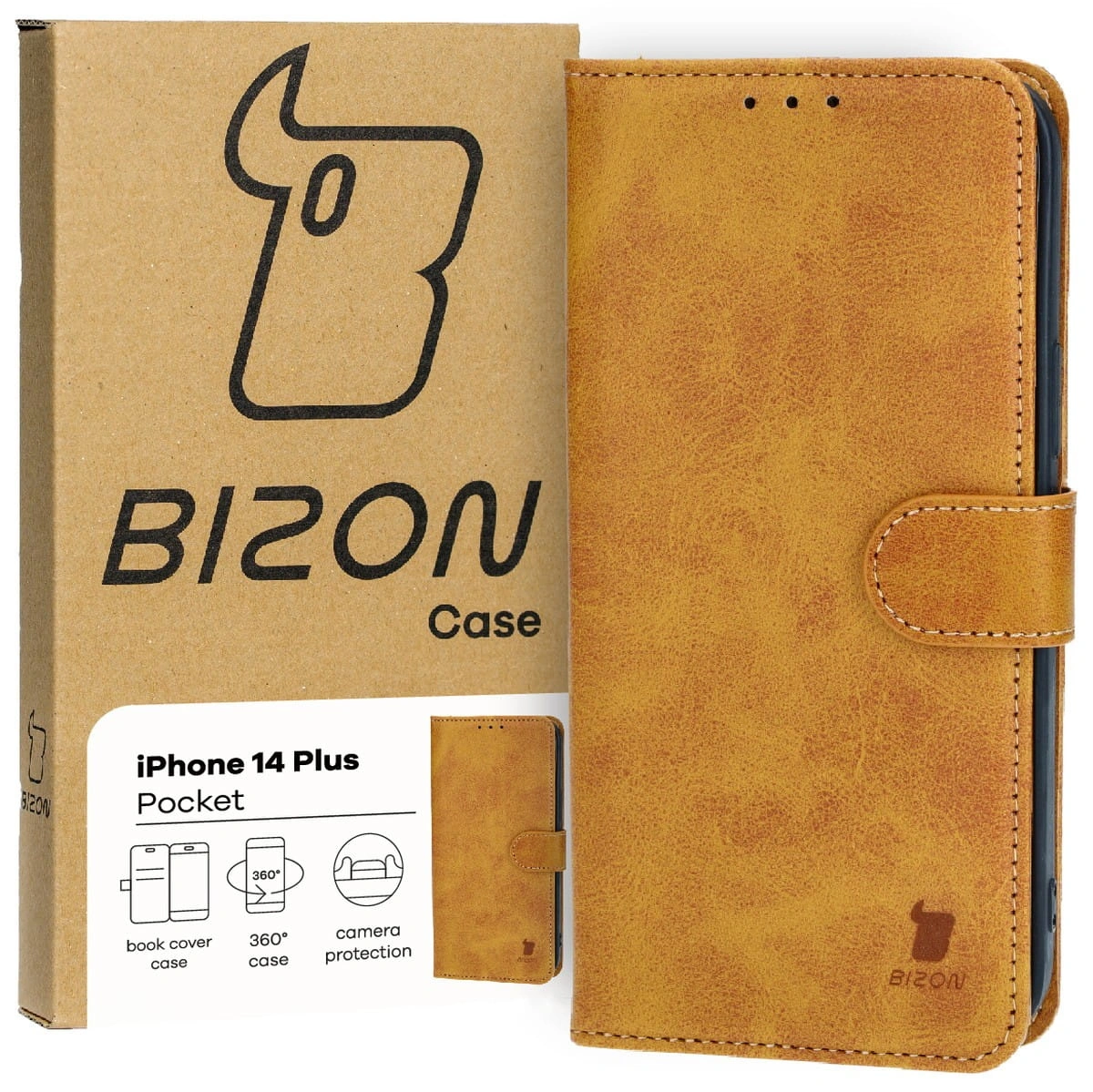 Bizon Case Pocket Apple iPhone 14 Plus brown