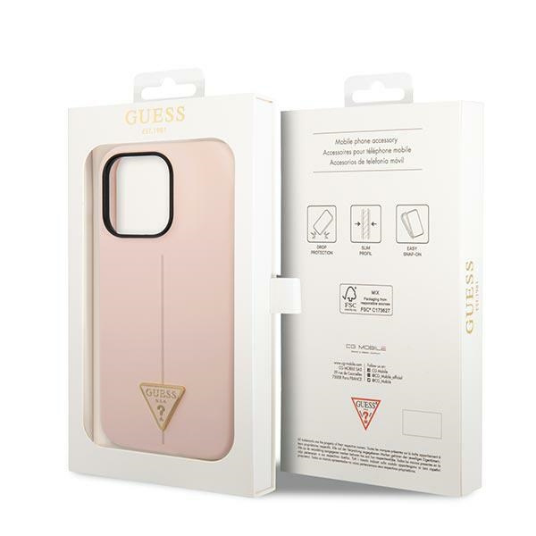Guess GUHCP14XSLTGP Apple iPhone 14 Pro Max pink hardcase Silicone Triangle
