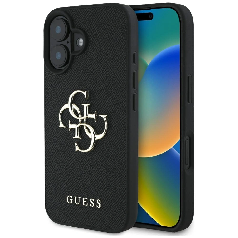 Guess Grained Big 4G Logo Small Classic Logo Apple iPhone 16 black