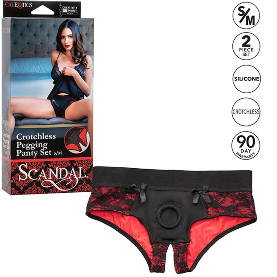 CALEXOTICS - SCANDAL SET OF CROTCHLESS PANTIES WITH DILDO SIZE S/M