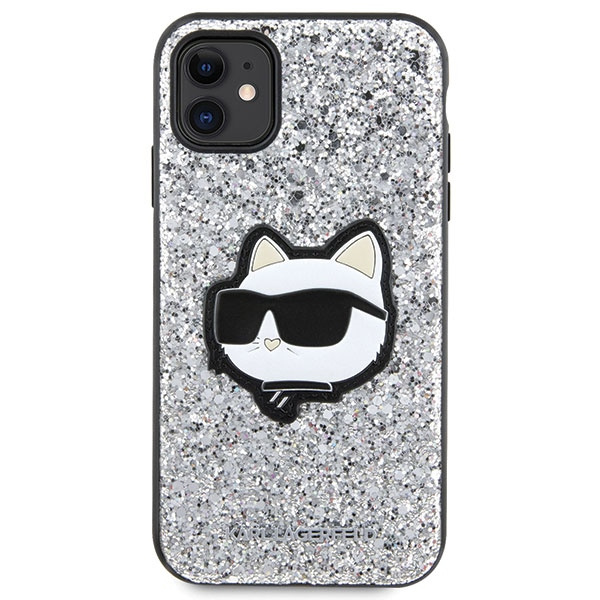 Karl Lagerfeld KLHCN61G2CPS Apple iPhone 11/XR silver hardcase Glitter Choupette Patch