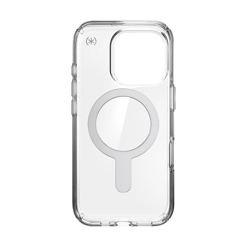 Speck Presidio Perfect-Clear ClickLock & MagSafe Apple iPhone 16 Pro (Clear / Chrome Finish / Serene Silver)
