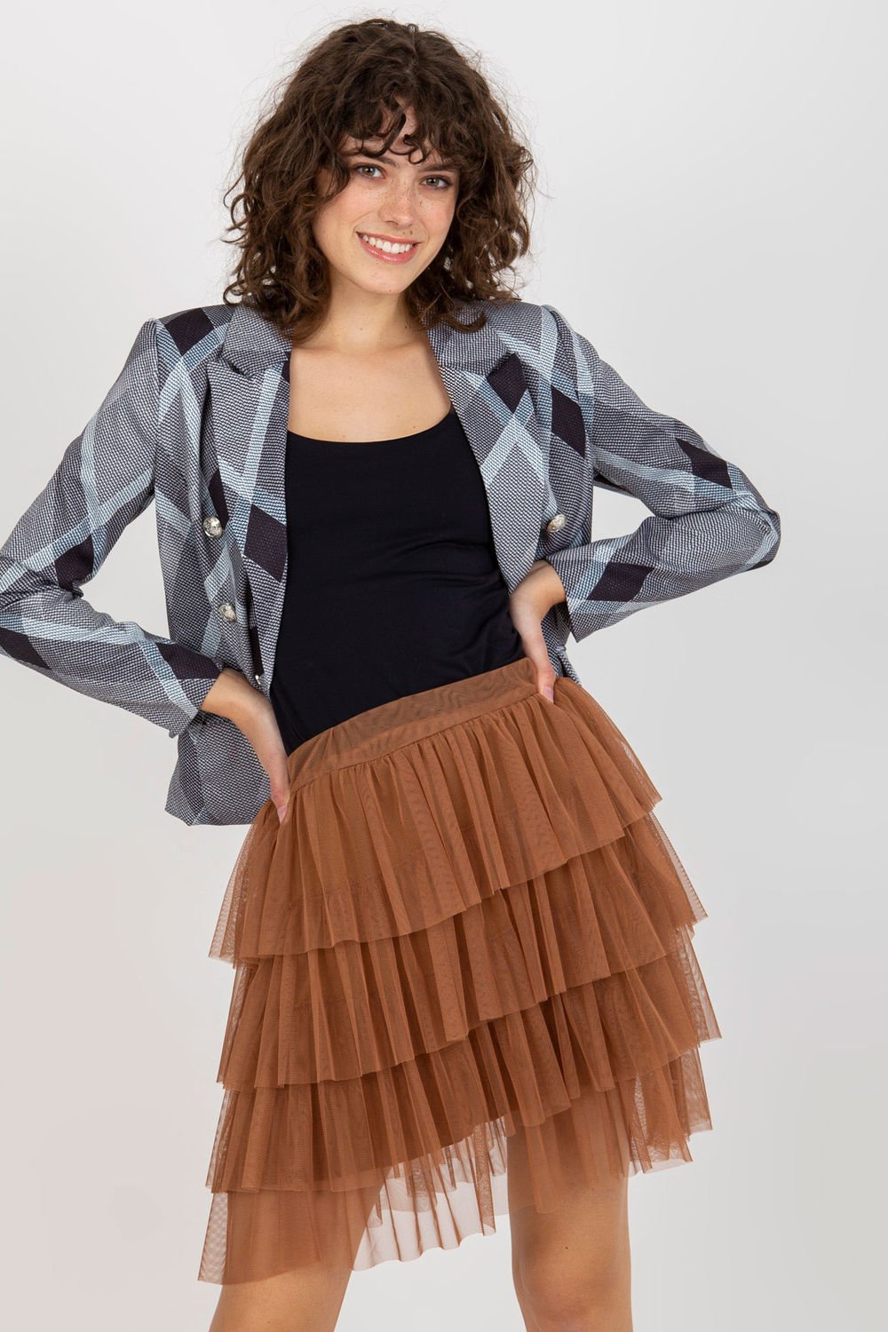  Short skirt model 206150 Och Bella  brown
