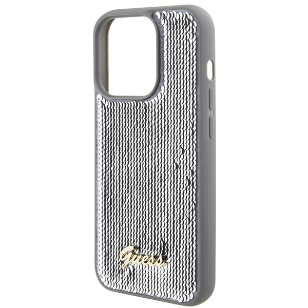 Guess GUHCP15XPSFDGSS Apple iPhone 15 Pro Max hardcase Sequin Script Metal silver