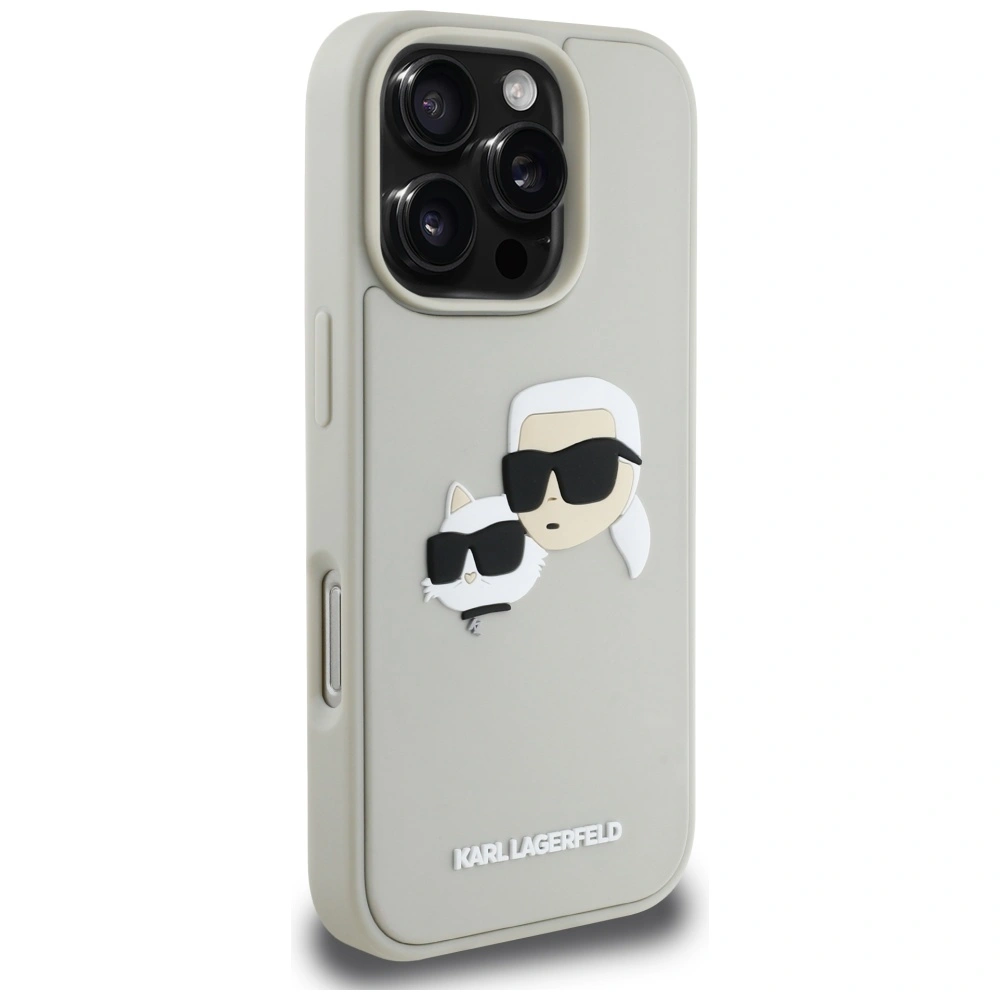 Karl Lagerfeld HC 3D Rubber Double Heads Apple iPhone 16 Pro Max beige
