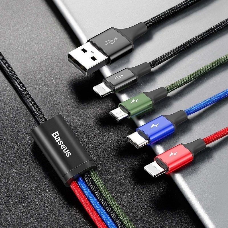 Cable USB Baseus Fast 4w1 USB-C / 2x Lightning / Micro 3,5A 1,2m Black