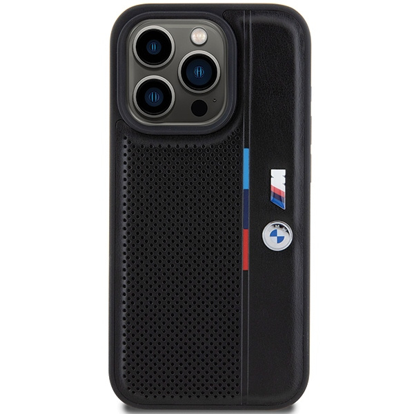 BMW BMHCP15L23PUPVK Apple iPhone 15 Pro hardcase Perforated Tricolor Line black