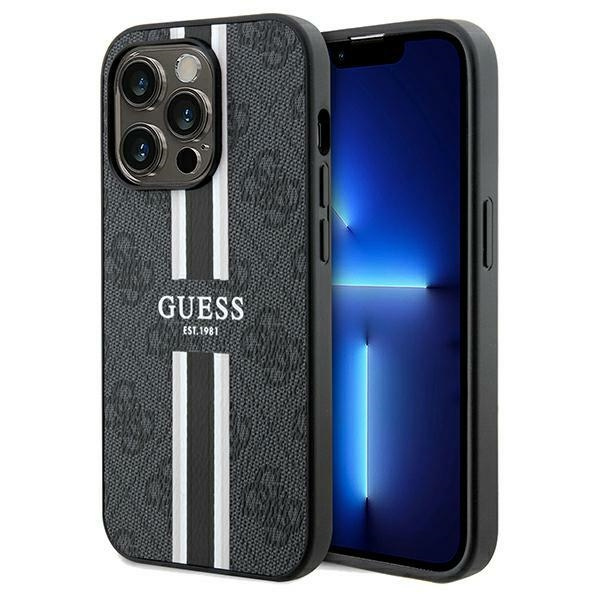 Guess GUHMP15XP4RPSK Apple iPhone 15 Pro Max hardcase 4G Printed Stripes MagSafe black