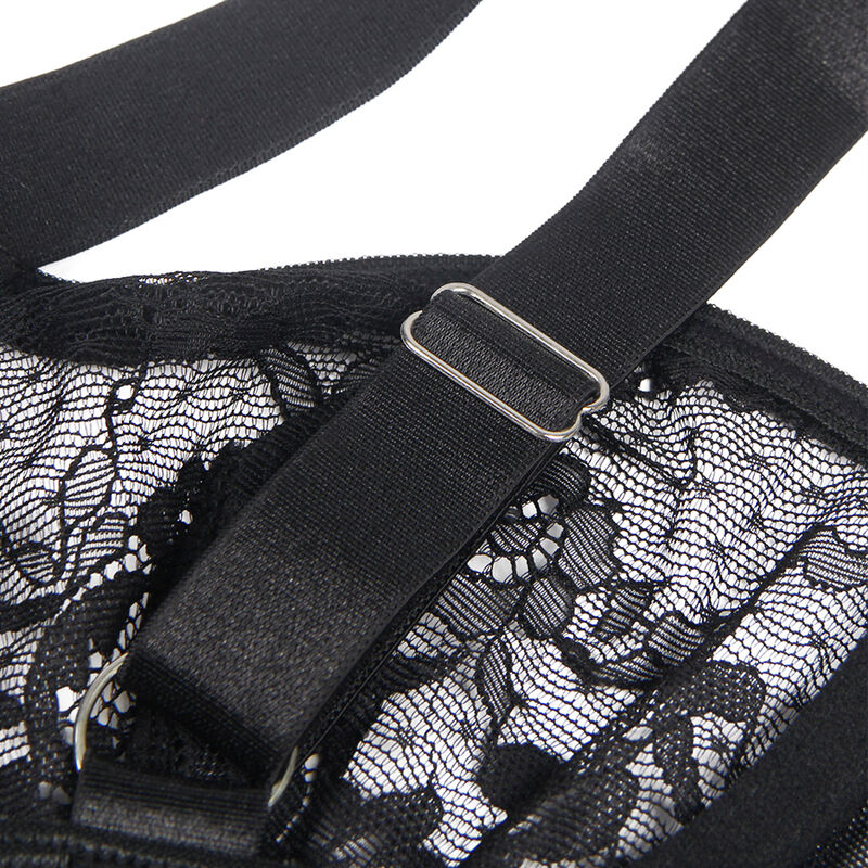 SUBBLIME - TEDDY WITH GARTER WITH LACE DETAIL AND STRIPS BLACK L/XL