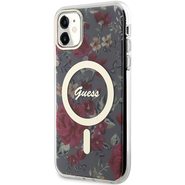 Guess GUHMN61HCFWSA Apple iPhone 11/XR khaki hardcase Flower MagSafe