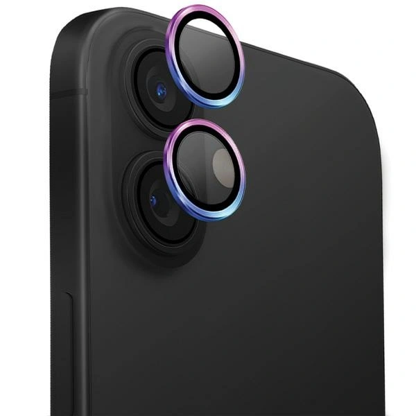 Glass for the camera lens UNIQ Optix Aluminium Camera Lens Protector Apple iPhone 16 / 16 Plus iridescent