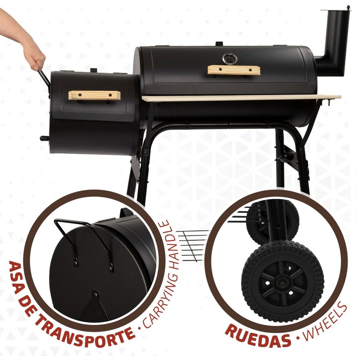 Coal Barbecue with Wheels Aktive Black 106 x 106 x 61 cm