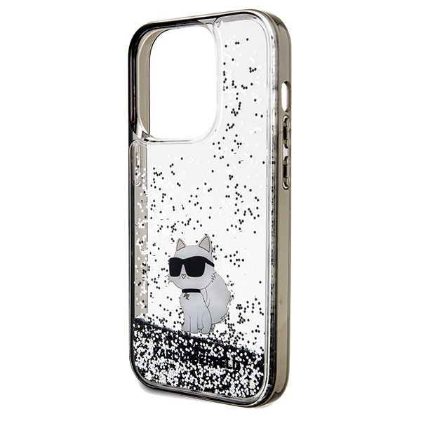 Karl Lagerfeld KLHCP14LLKCNSK Apple iPhone 14 Pro hardcase Liquid Glitter Choupette transparent