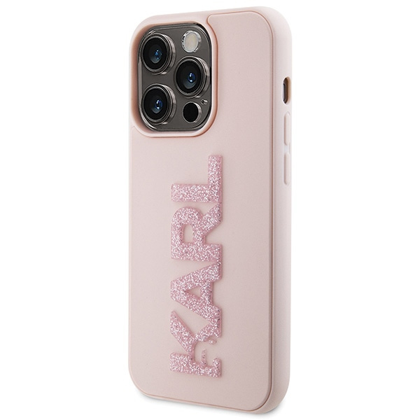 Karl Lagerfeld KLHCP15L3DMBKCP Apple iPhone 15 Pro hardcase 3D Rubber Glitter Logo pink
