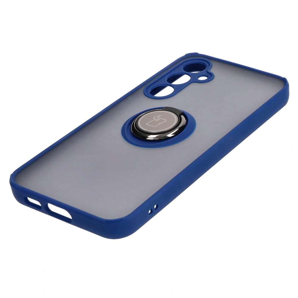 Bizon Case Hybrid Ring Samsung Galaxy S23 FE smoky with a navy blue frame