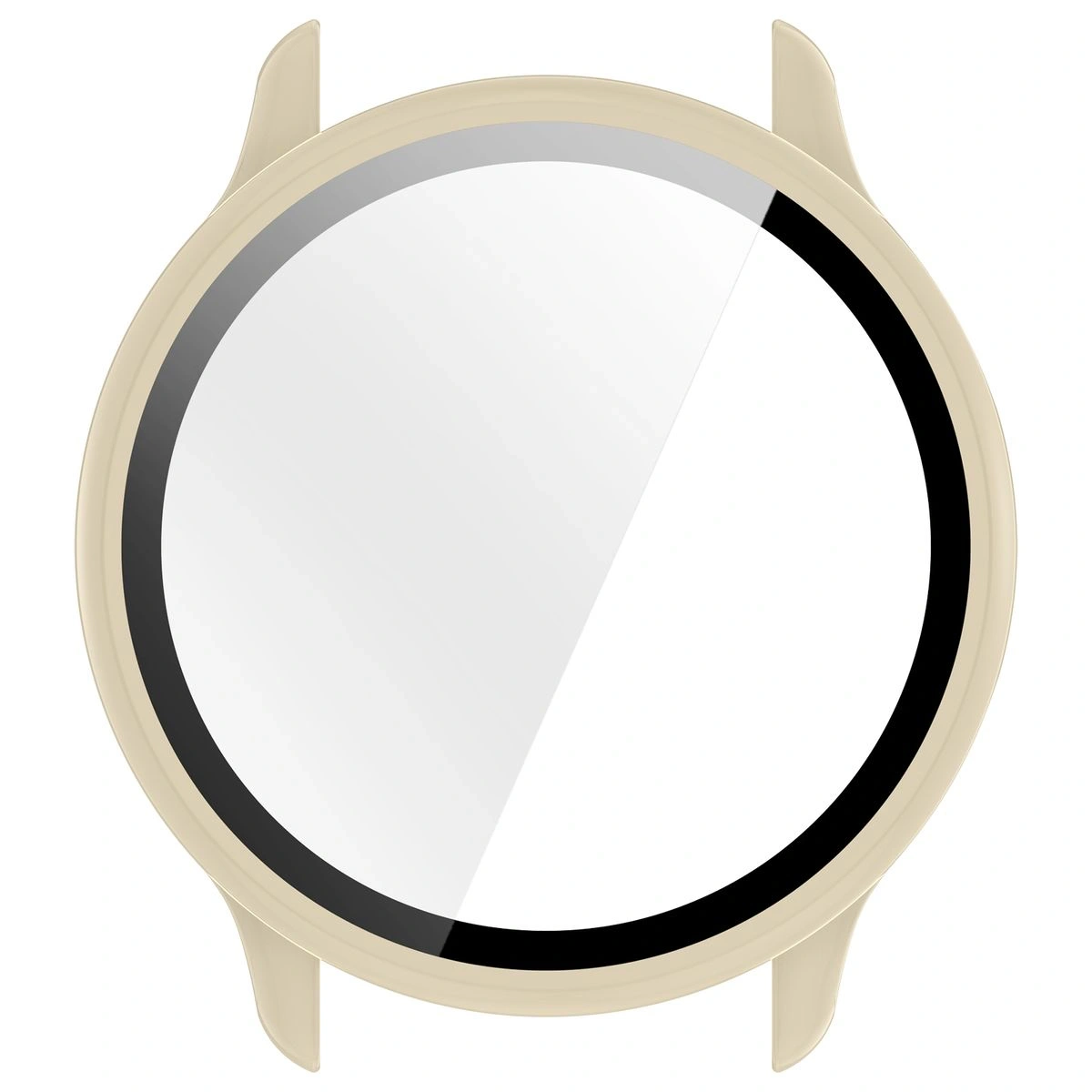 Etui ze szkłem do zegarka Bizon Case+Glass Watch do Garmin Vivoactive 6 beżowe